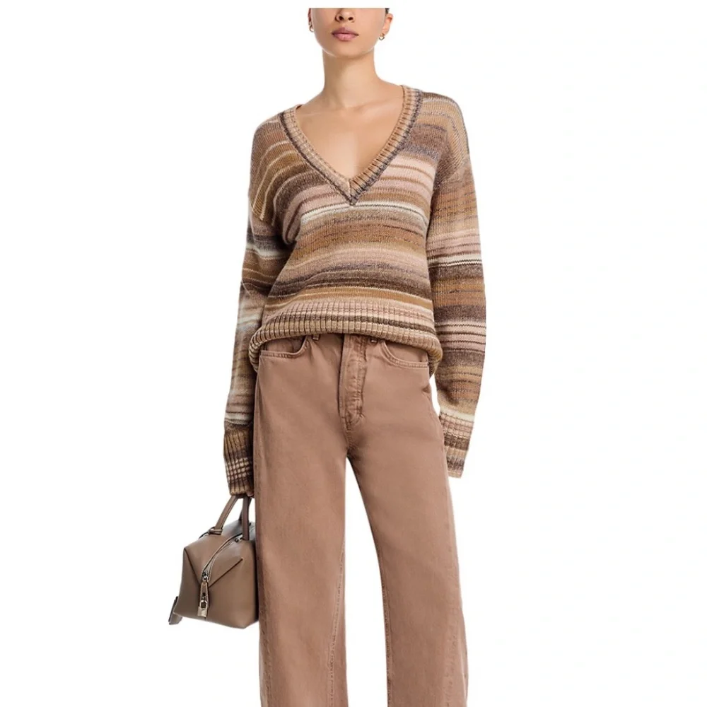 Veronica Beard Diora Pullover in Desert Khaki Multi - Picture 2 of 4